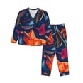 thumbnail image 1 of Fotbe Tropical Flower Conjunto de Pijama de Manga Larga para Mujer con Estampado, Ropa de Dormir de 2 Piezas, Conjunto de Casa Suave y Cómodo con Bolsillos-Large, 1 of 7