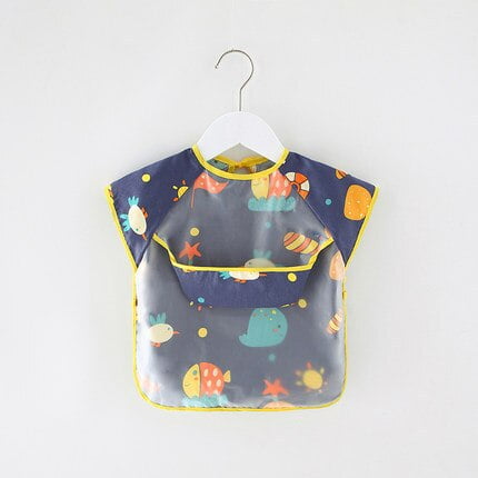 

QWZNDZG Baby Long Sleeved Bibs Toddler Bibs Colorful Cartoon Waterproof Mealtime Protection Washable Easy Clean Smock for Kids 90-120cm