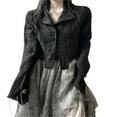 thumbnail image 1 of Women Trendy Shirt  Solid Color Lapel Long Sleeve Button-Down Blouse with Irregular Cut for Ladies, 1 of 6