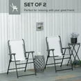 thumbnail image 3 of Outsunny Set of 2 Patio Folding Chairs, Outdoor Bungee Sling Chairs, White, 3 of 9