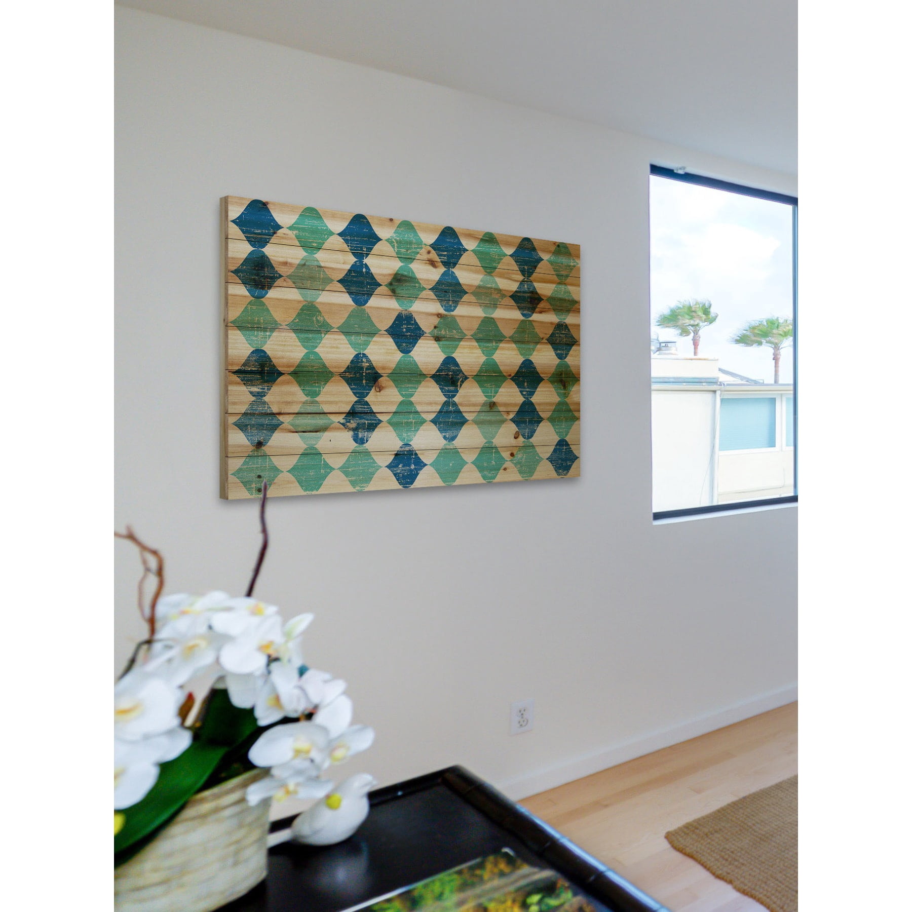 Marmont Hill - "Green and Blue" Painting Print on Natural Pine Wood