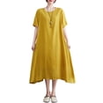 thumbnail image 1 of Vestido suelto de mujer con bolsillos Medias mangas Vestido de playa de vacaciones CACAGOO Vestido, 1 of 7