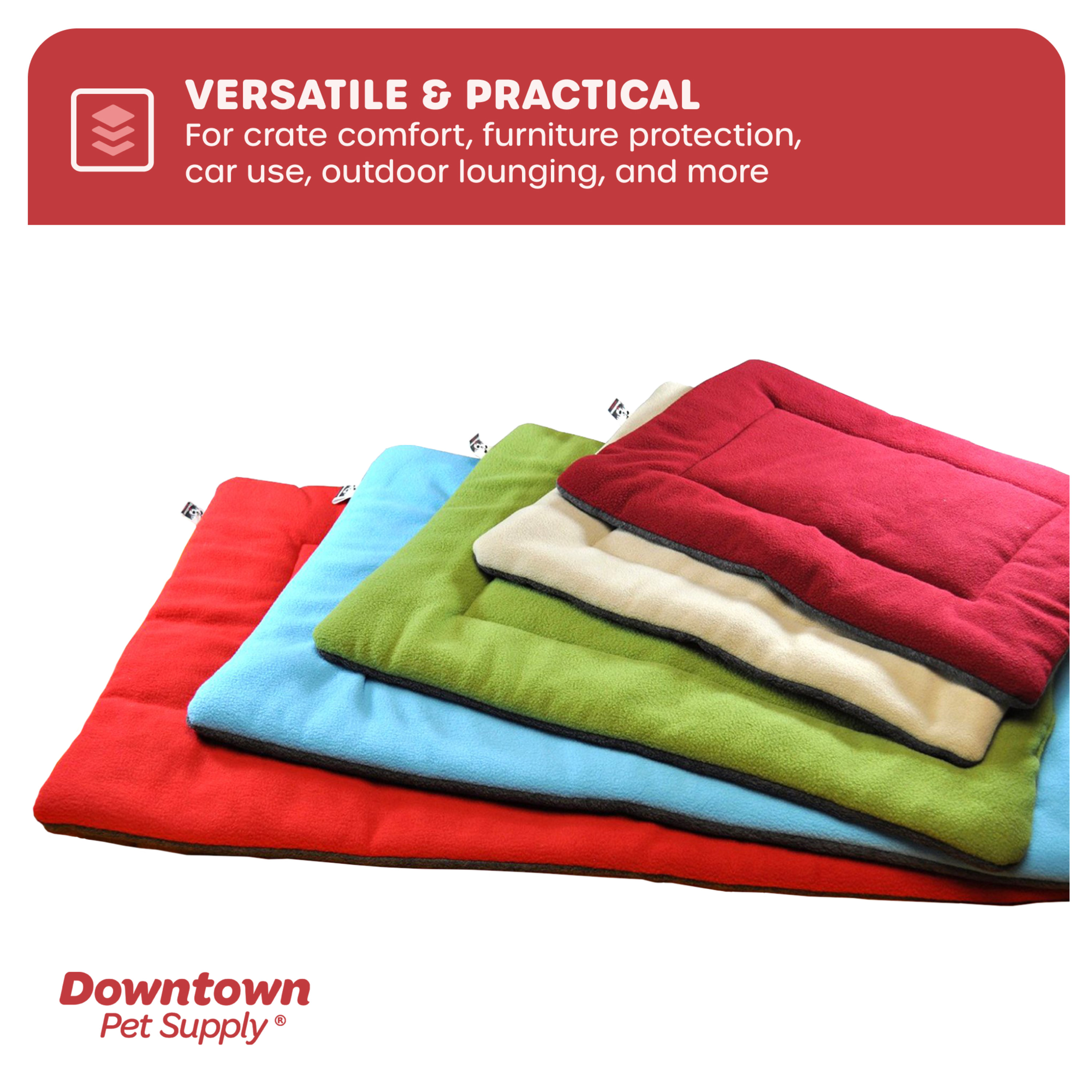 Downtown Pet Supply Soft Fleece Dog Crate Mat, Washable Dog Bed, Blue, L
