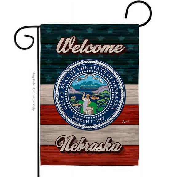 Americana Home & Garden G141284-BO 13 x 18.5 in. Welcome Nebraska Double-Sided Vertical House Decoration Banner Garden Flag - Yard Gift