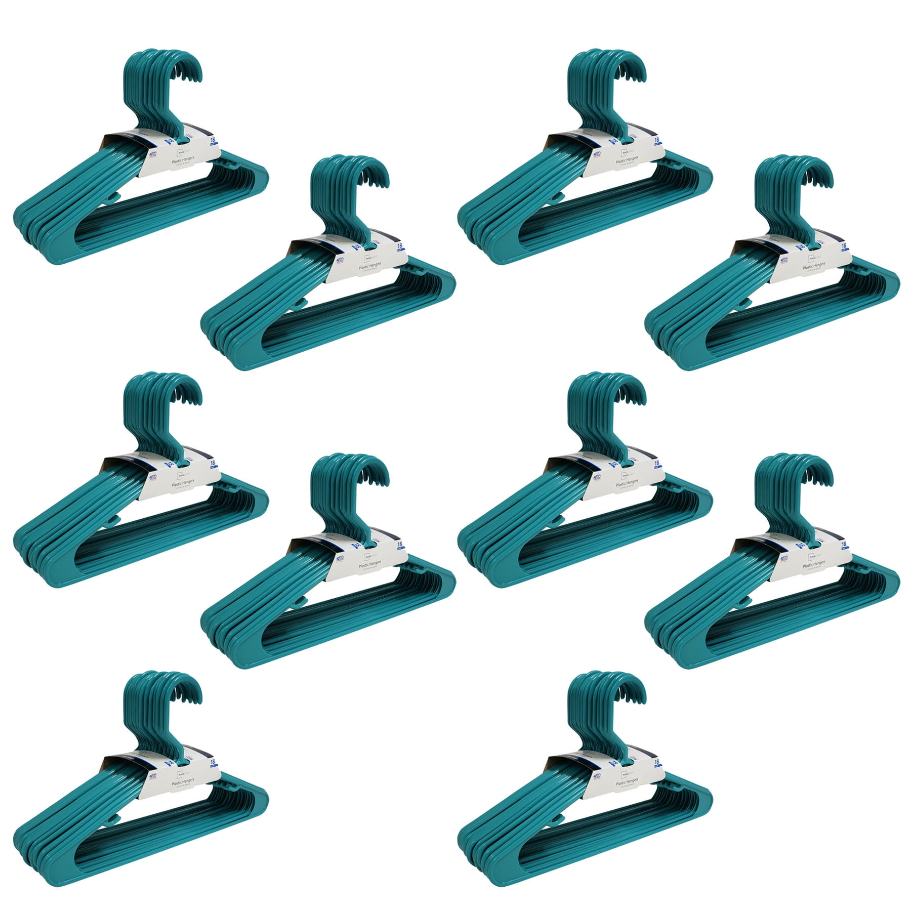 Mainstays Tubular Plastic Hangers, Set of 180, Teal Splash