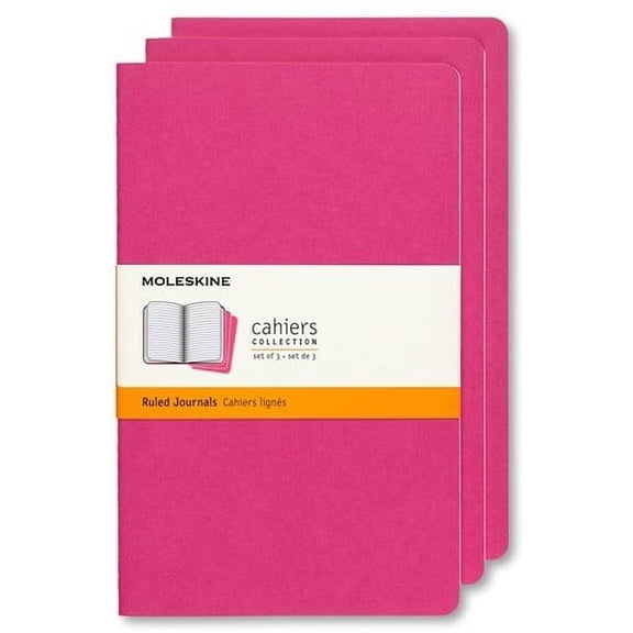 Moleskine Cahier Journal (Set of 3), Pocket, Ruled, Kinetic Pink (3.5 x 5.5) (Books)