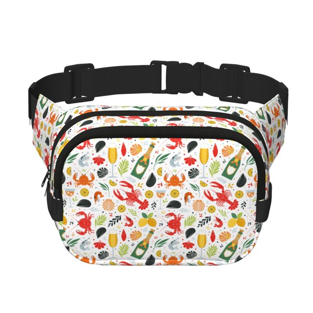 Balery Crabs Shrimps Mochila Cinturón para Mujeres y Hombres, Bolsa de Cintura Impermeable de Doble Capa con Correa