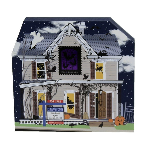 Cat's Meow Village 4.75In Haunted House For Sale, Wood, Agent 2020 Ghost Bats Spiders 20632