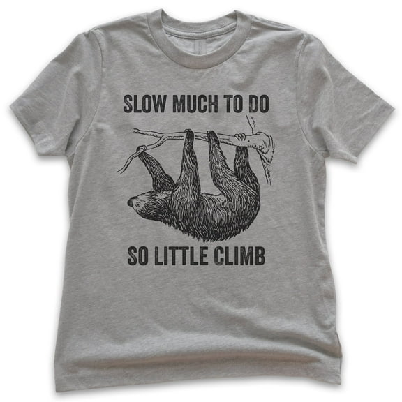 Kids Slow Much To Do So Little Climb Shirt, Youth Kids Boy Girl T-Shirt, Funny Sloth Shirt, Funny Animal Shirt, Dark Heather Gray, Medium