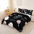 thumbnail image 3 of Homewish Kawaii Halloween Ghost Duvet Cover Queen for Girls, Spider Coffin Lollipop Bat Queen Bedding, Black Reversible, 3 Pieces, 1 Duvet Cover and 2 Pillowcases, 3 of 6