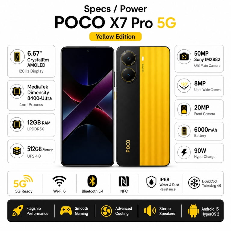 Xiaomi Poco X7 PRO 5G 512GB ROM 12GB RAM Dual SIM GSM Unlocked