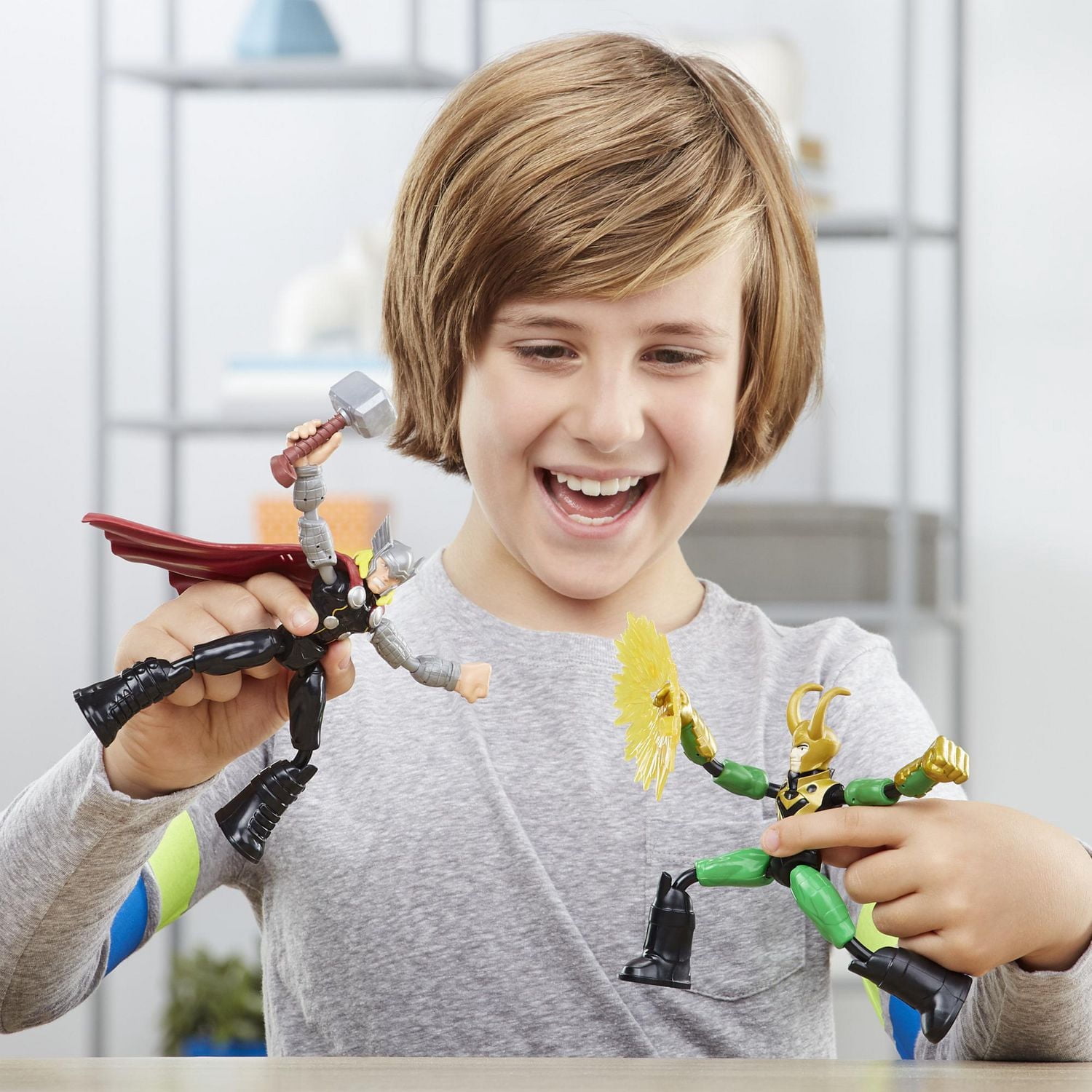 Marvel Avengers Bend and Flex Thor Vs. Loki Action Figure Toys, 6-Inch Flexible Figures, Includes 2 Accessories, Ages 4 And Up