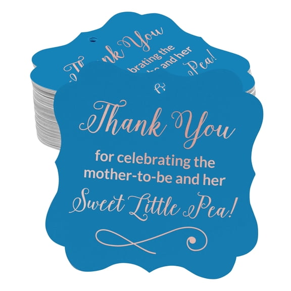Inkdotpot Pack Of 100 Thank You For Celebrating The Mother To Be Baby Shower Paper Tags DIY Craft Bracket Shape Real Rose Gold Foil Hang Tags