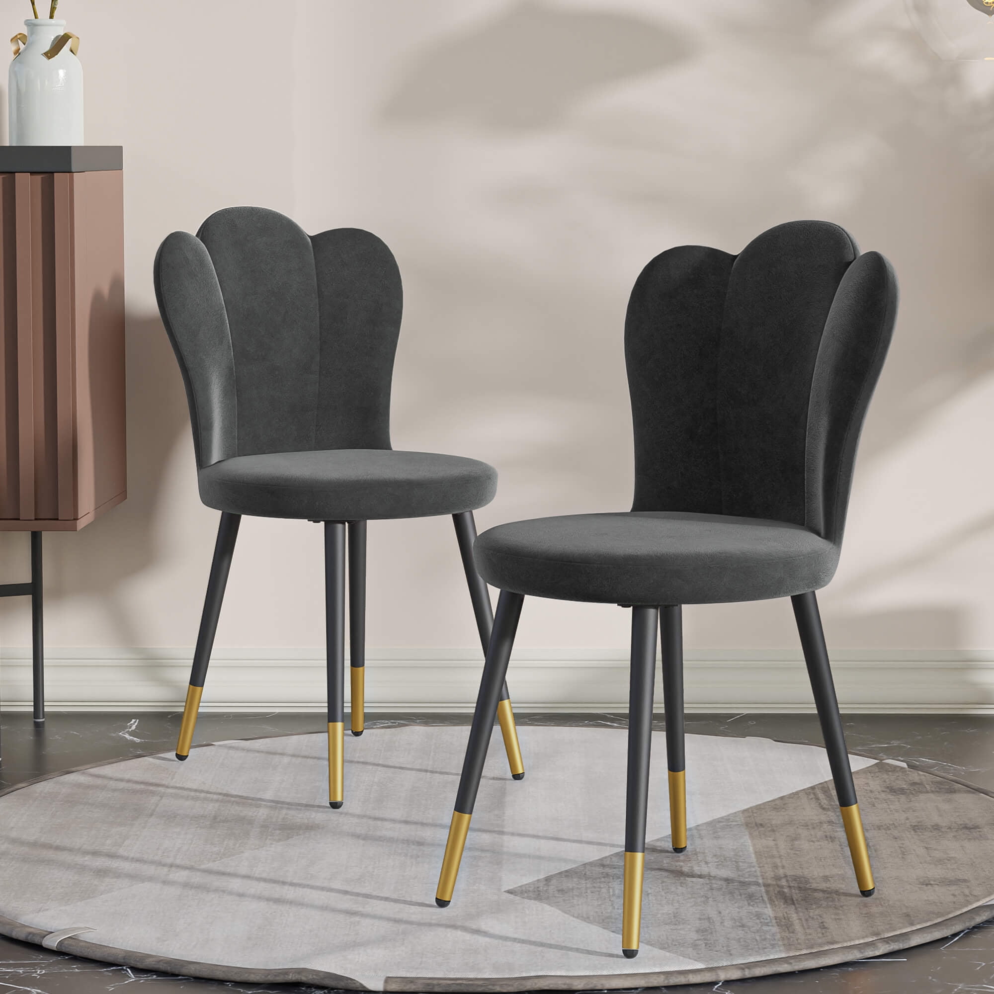 Cozy Castle Upholstered Dining Chairs, Velvet Kitchen Chairs, Set of 2