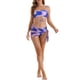 thumbnail image 2 of Bañadores de bikini de 3 piezas con tirantes ajustables para mujer, parte inferior triangular con falda de malla, talla X-Large, color púrpura, 2 of 5
