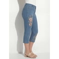 thumbnail image 3 of Roaman's Women's Plus Size Classic Stretch High-Rise Embroidered Capri Jean, 3 of 3