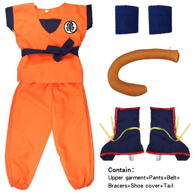 Trajes de Halloween para adultos y niños, Son Goku Gui, Cosplay de Anime, disfraces de vacaciones, peluca de cola Wrister, vestido de oro azul para niños xuanjing unisex
