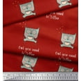thumbnail image 3 of Soimoi Red Poly Georgette Fabric Text & Owl Cartoon Print Fabric by the Yard 52 Inch Wide, 3 of 3