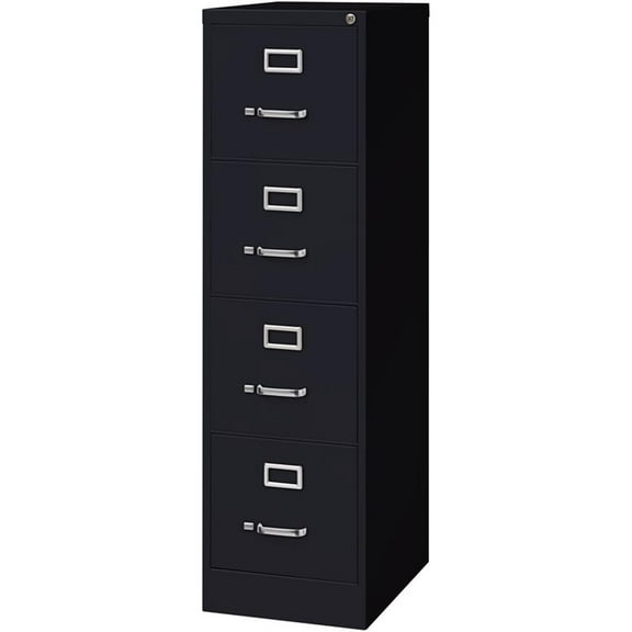 Bowery Hill 22" 4-Drawer Metal Letter Width Vertical Filing Cabinet in Black