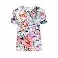 thumbnail image 5 of JTZGDY Plus Size Womens T-Shirts Cute Floral Printed Summer Short Sleeve Round Neck Graphic Tees Trendy Oversized Casual Tunic Blouse Multicolor#07 XXL, 5 of 6