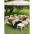 thumbnail image 5 of 54x80 Inch Outdoor Tablecloth with Umbrella Hole Zipper Rectangle Spring Rectangular Tablecloths Outside Waterproof Brown Vintage Birds Cages Eggs Flowers Herbs Patio Table Cover for Picnic Party, 5 of 8