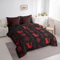 thumbnail image 3 of Feelyou Tribal Cat Twin Bedding Sets 7pcs, Black Red Boho Aztec Bedding Comforter Set, 3 of 8