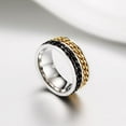 thumbnail image 3 of PAMTIER Unisex 8mm Stainless Steel Domineering Classic Cool 2 Black Gold Chain Rotatable Fidget Ring Biker Relieve Anxiety Wedding Band Size 12, 3 of 4