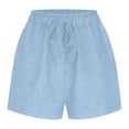 thumbnail image 4 of Aihuaihua Jean Shorts Womens Stretchy High Waisted Lightweight Summer Casual Loose Pull on Trendy Drawstring Denim Shorts Light Blue M, 4 of 5