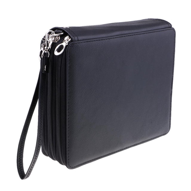 Estuche escolar portátil con 120 portalápices y 3 ranuras grandes. Hecho de material grande. Negro