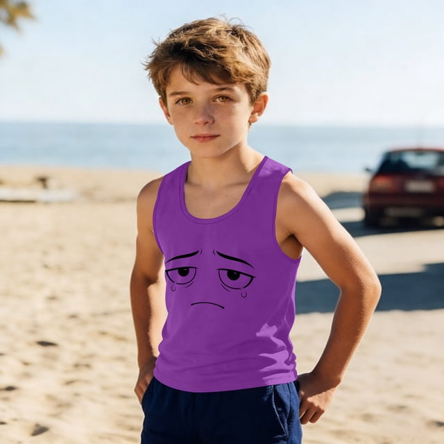 Camisolas de cuello redondo para niños pequeños y niños a la moda, lindas camisetas con estampado degradado, parte inferior suave sin mangas, camisetas para niñas