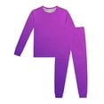 thumbnail image 4 of GiLiling Kids Thermal Base Layer Set - Solid Color Long Sleeve Shirt and Leggings, 2 Piece Lightweight Outfit (Purple, 3-4 Years), 4 of 4