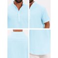 thumbnail image 7 of DARING DIVA Men's Solid Color Stand Collar Short Sleeve Henley Shirts 2XL Light Blue, 7 of 7