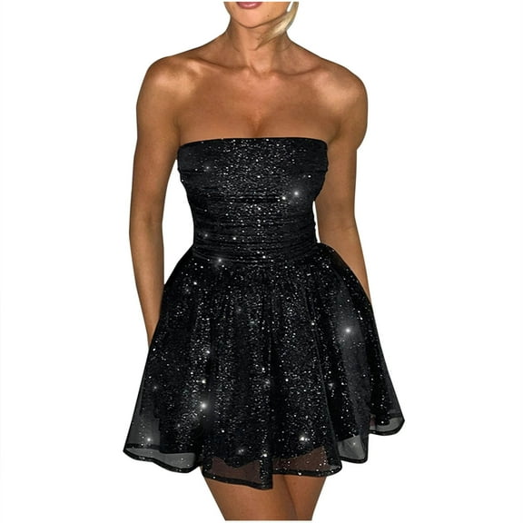 Cavosen Formal Dresses for Women Sequins Low Back Bodycon Mini Sleeveless Flowy Waist Evening Gowns Cocktail Elegant Dress