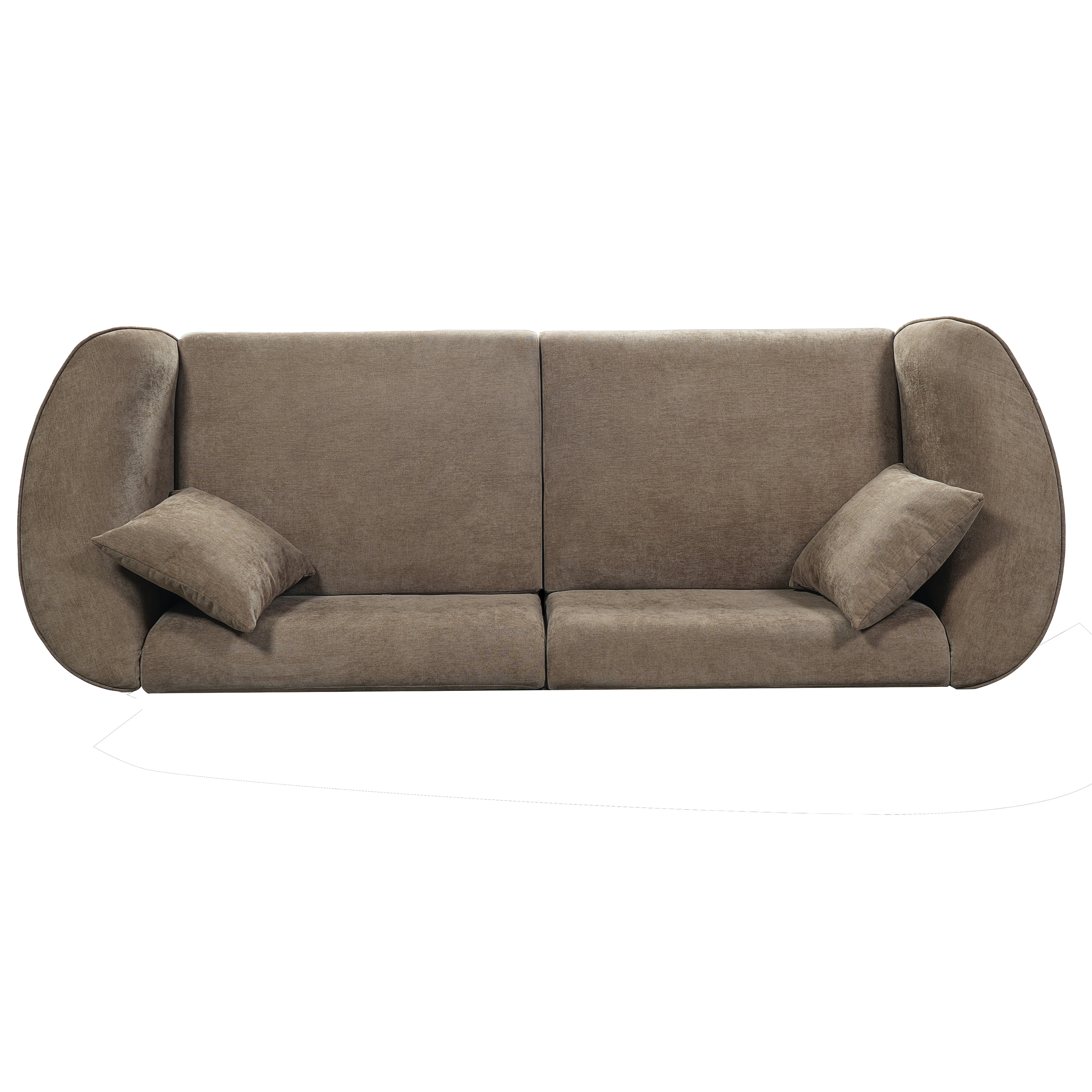 GARITIN 87 Inch Curved Contemporary Sofa in Brown, Plush Seating, Streamlined Design, Durable Frame, Modern Sofa for Living Room Apartment, Brown