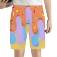 thumbnail image 2 of Summer Children's Boys' Stretch Waist Colorful Ice Cute Pattern Casual Baseball Shorts Five Pair Pants Classic Boys Shorts Light Purple 9-10 Years, 2 of 4