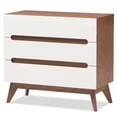 thumbnail image 1 of Baxton Studio Calypso 3 Drawer Chest in White and Walnut, 1 of 8