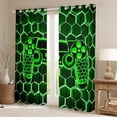 thumbnail image 2 of Manfei Gamer Gaming Blackout Curtains Set of 2 (52x84 Each),Kids Gamepad Controller Window Curtains,Green Geometric Honeycomb Curtains and Drapes For Teens,Microfiber Bedroom Decor, 2 of 6