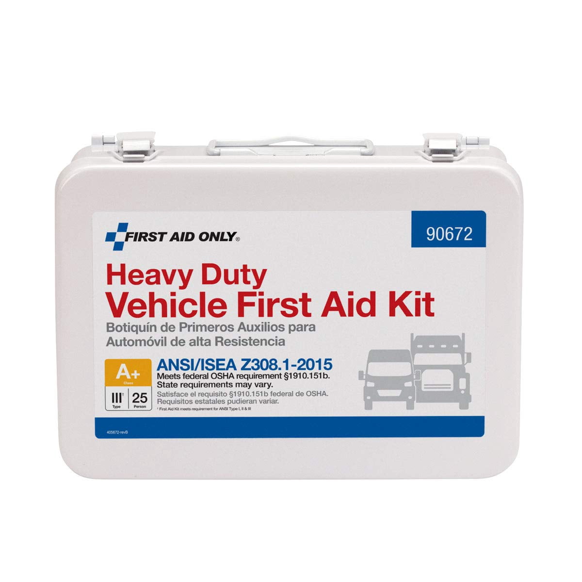 90672 Heavy Duty Vehicle First Aid Kit - 114 Pieces ANSI OSHA Compliant Emergency Kit for  Trucks Fleet