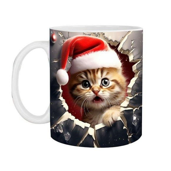 3D Cat /Snowman Mug Christmas Gifts Cool Ceramic Mugs Cup Birthday for Girl Boy M4A3