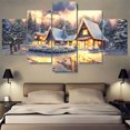 thumbnail image 1 of 5 paneles de pintura en lienzo, conjunto de arte de pared, artes de alce, decoración de pared de la habitación del hogar, artes y manualidades, decoración de pared de Navidad, 1 of 4