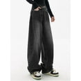 thumbnail image 4 of Women Wide Leg Baggy Jeans High Waist Y2K Cargo Pants Casual Loose Boyfriends Trousers Vintage Streetwear Black S, 4 of 8