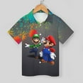 thumbnail image 3 of Mario Luigi Bros Kid's Short Sleeved Shirt Summer Daily Casual Button-Down Shirts Tee Top Teen Beach Clothing With Pocket, 3 of 7