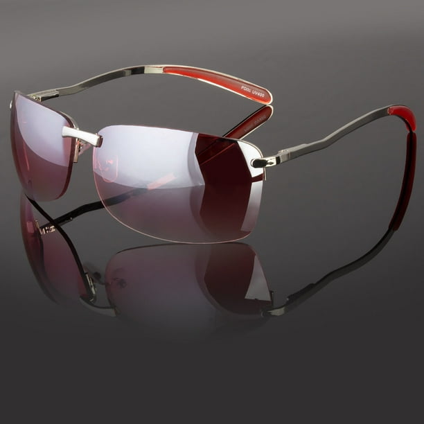 Sunny Shades Mens Rectangular Rimless Designer Sunglasses Shades Eyewear Silver Gold Color 