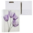 thumbnail image 3 of Waterproof PVC Round Ring Binder - D-Rings Clipboard, 200 Page Capacity (1 or 2-Pack), Ideal for Office , Home and School，Purple Tulips, 3 of 8