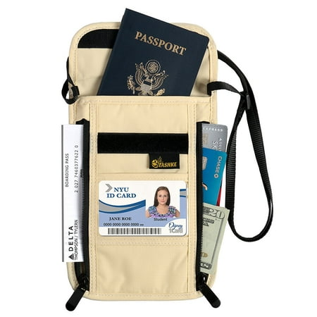 Tashke RFID Blocking Passport Neck Travel Wallet Pouch Hidden Security
