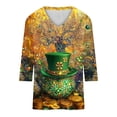 thumbnail image 5 of TaTaai Women Loose Casual V-Neck Top St. Patrick's Day Print 3/4 Sleeve Fashion Tee Ladies Spring Daily Outdoor Wear Soft Comfortable Non-See-Through No Fading Stylish Top Gift, 5 of 5