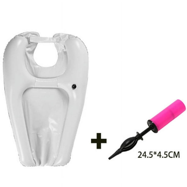 Lavabo hinchable para lavabo de cabello - Almohada portátil de PVC para la cabeza para personas mayores, embarazadas y con movilidad limitada, 24x15x4 pulgadas, blanca