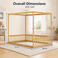 thumbnail image 7 of Miniyam Full Size Canopy FloorBed with Guardrails for Kids and Teens, Natural, 7 of 7
