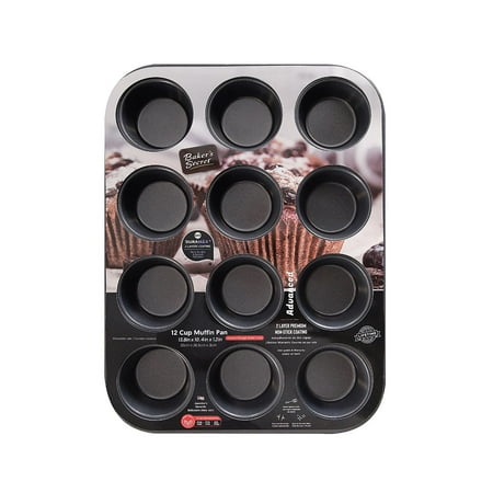 

Baker s Secret Non-stick 12 Cup Muffin Pan 11 x15.7 Dark Grey Advanced Collection Carbon Steel