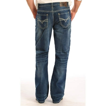 Rock & Roll Cowboy Men's and Double Barrel V Stitch Jeans Boot Cut Denim 32W x (Best Men's Jeans For Cowboy Boots)